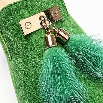 Fur Tassel Suede Mules - 3 Colors