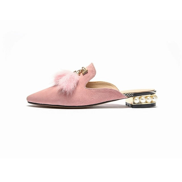 Fur Tassel Suede Mules - 3 Colors
