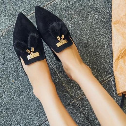 Fur Tassel Suede Mules - 3 Colors