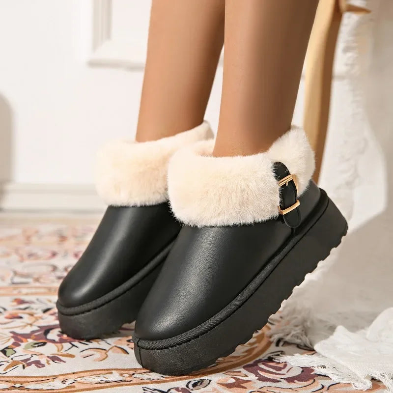 Furry Furry Shoes Newest Design Women's Boots Winter Plush Warm Snow Boots Non-slip Thick Bottom Ladies Cotton Boot