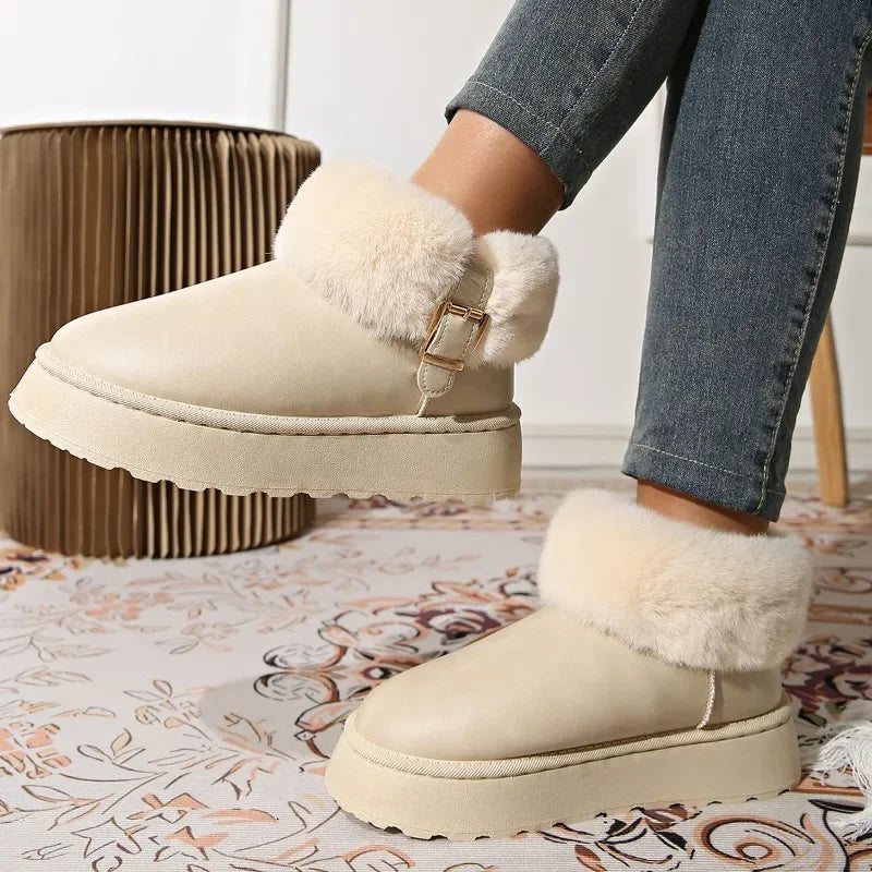 Furry Furry Shoes Newest Design Women's Boots Winter Plush Warm Snow Boots Non-slip Thick Bottom Ladies Cotton Boot