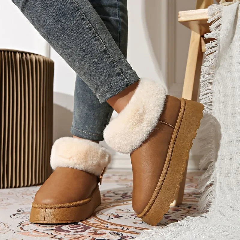 Furry Furry Shoes Newest Design Women's Boots Winter Plush Warm Snow Boots Non-slip Thick Bottom Ladies Cotton Boot