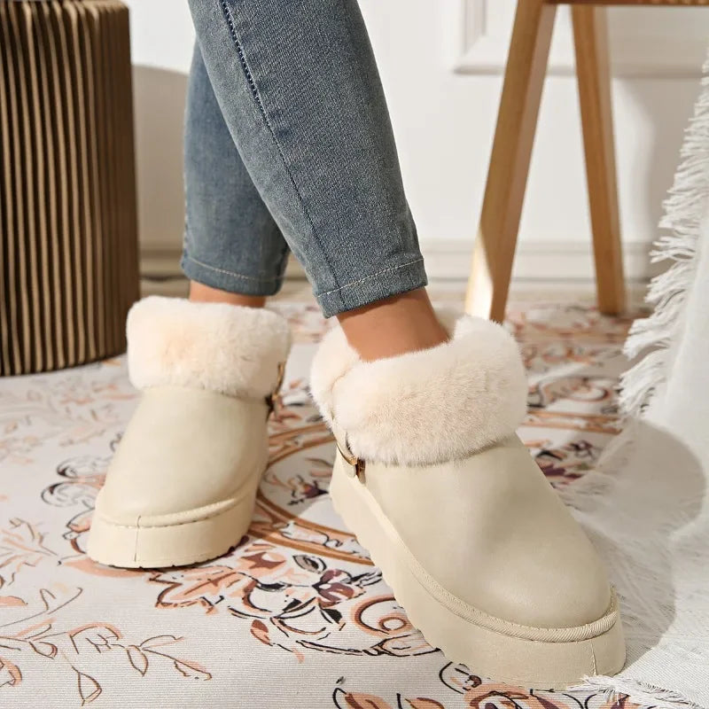 Furry Furry Shoes Newest Design Women's Boots Winter Plush Warm Snow Boots Non-slip Thick Bottom Ladies Cotton Boot