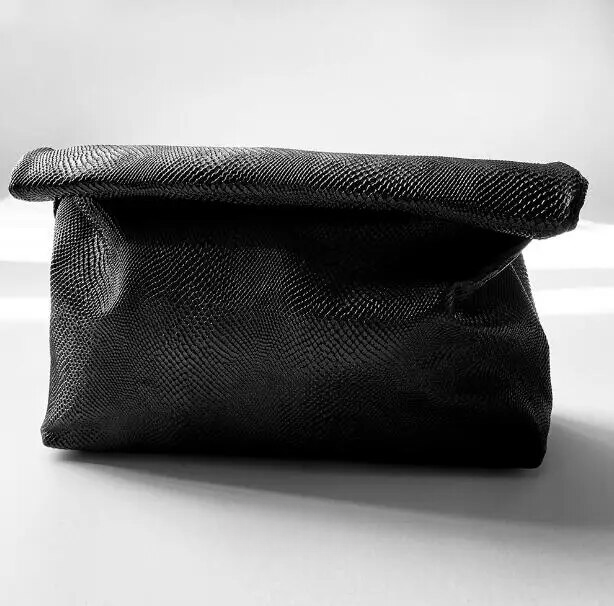 Genuine Leather Fold Over Envelope Clutch Bag
