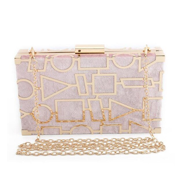 Geometric Hollow Out Velour Evening Bag