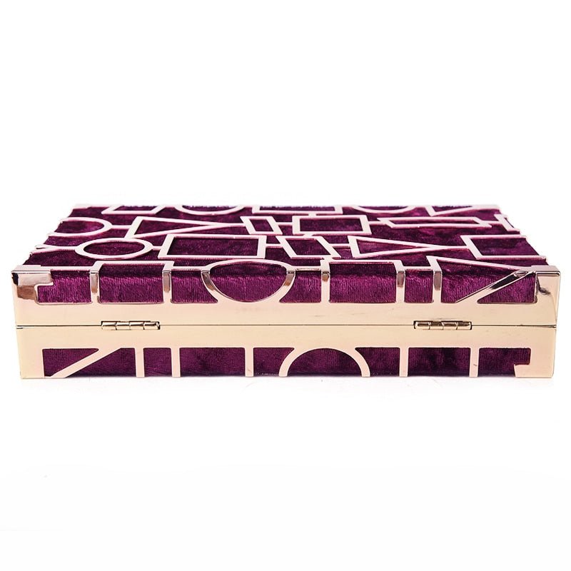 Geometric Hollow Out Velour Evening Bag