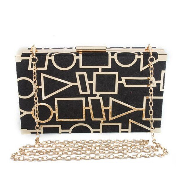 Geometric Hollow Out Velour Evening Bag
