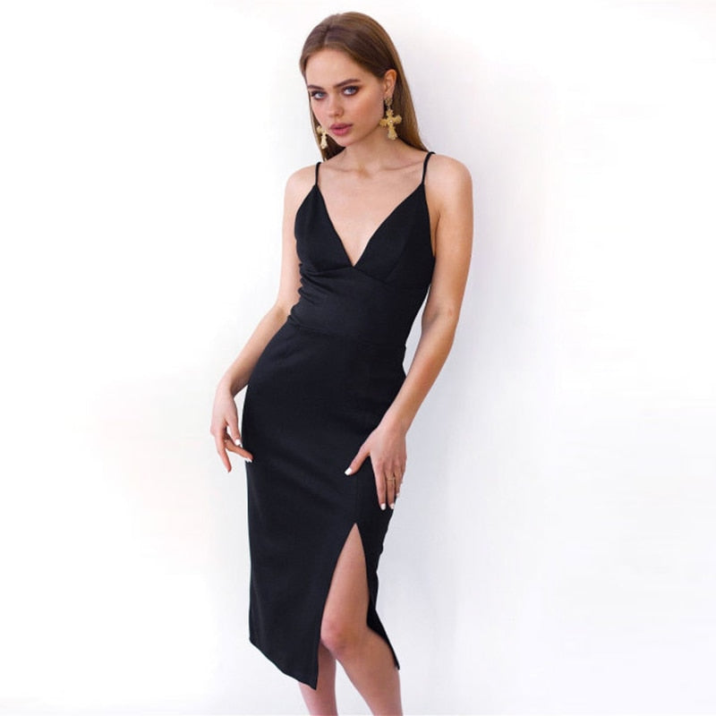 Georgia Deep V-Neck Spaghetti Strap Dress - 2 Colors