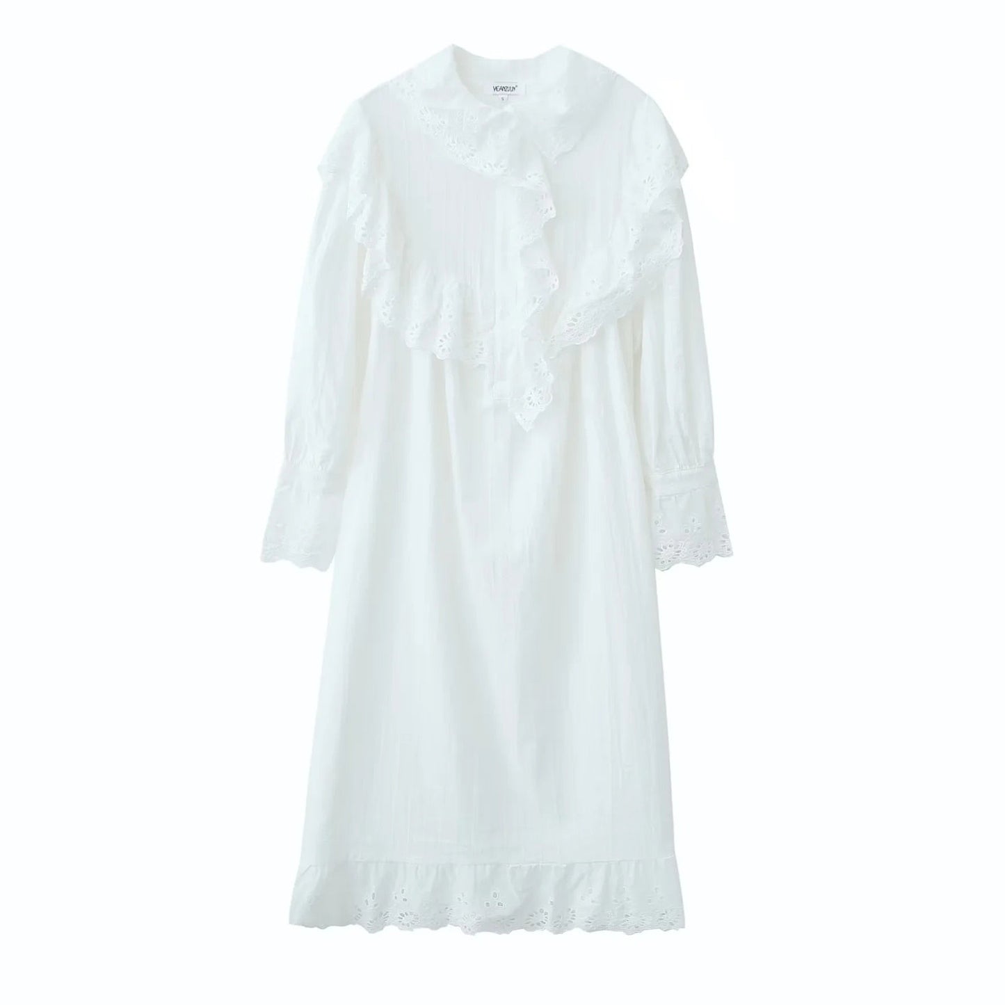 Geraldine Cotton Frill Lace Dress