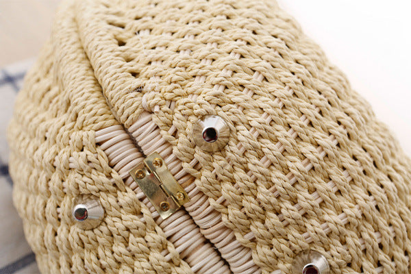 Gloria Snail's Nest Rattan Top Handle Bag