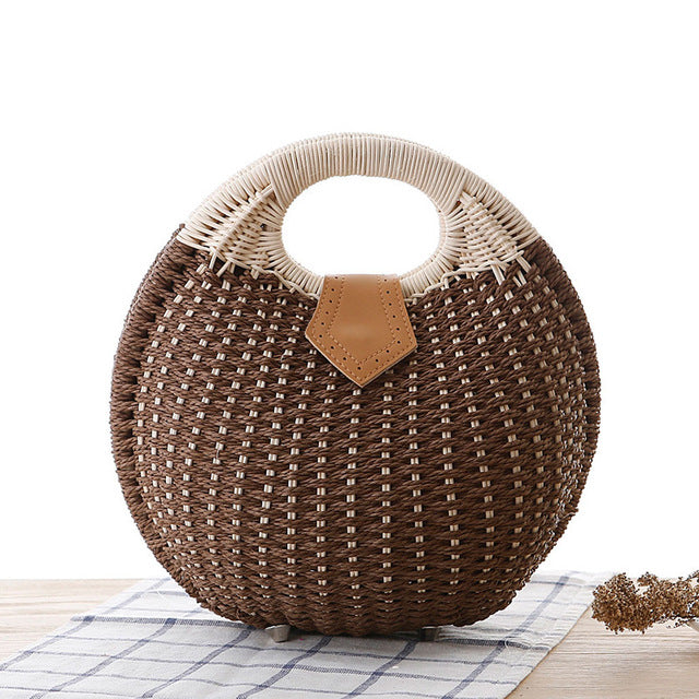 Gloria Snail's Nest Rattan Top Handle Bag