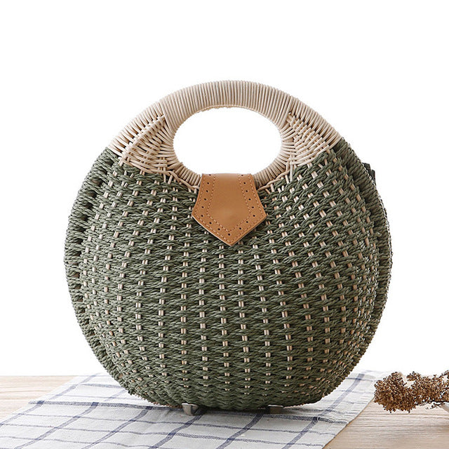 Gloria Snail's Nest Rattan Top Handle Bag
