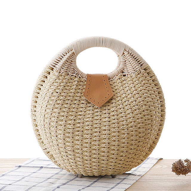 Gloria Snail's Nest Rattan Top Handle Bag