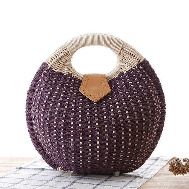 Gloria Snail's Nest Rattan Top Handle Bag