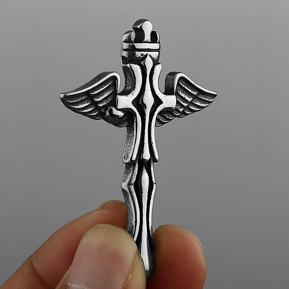 Goth Angel Wings Cross Necklace