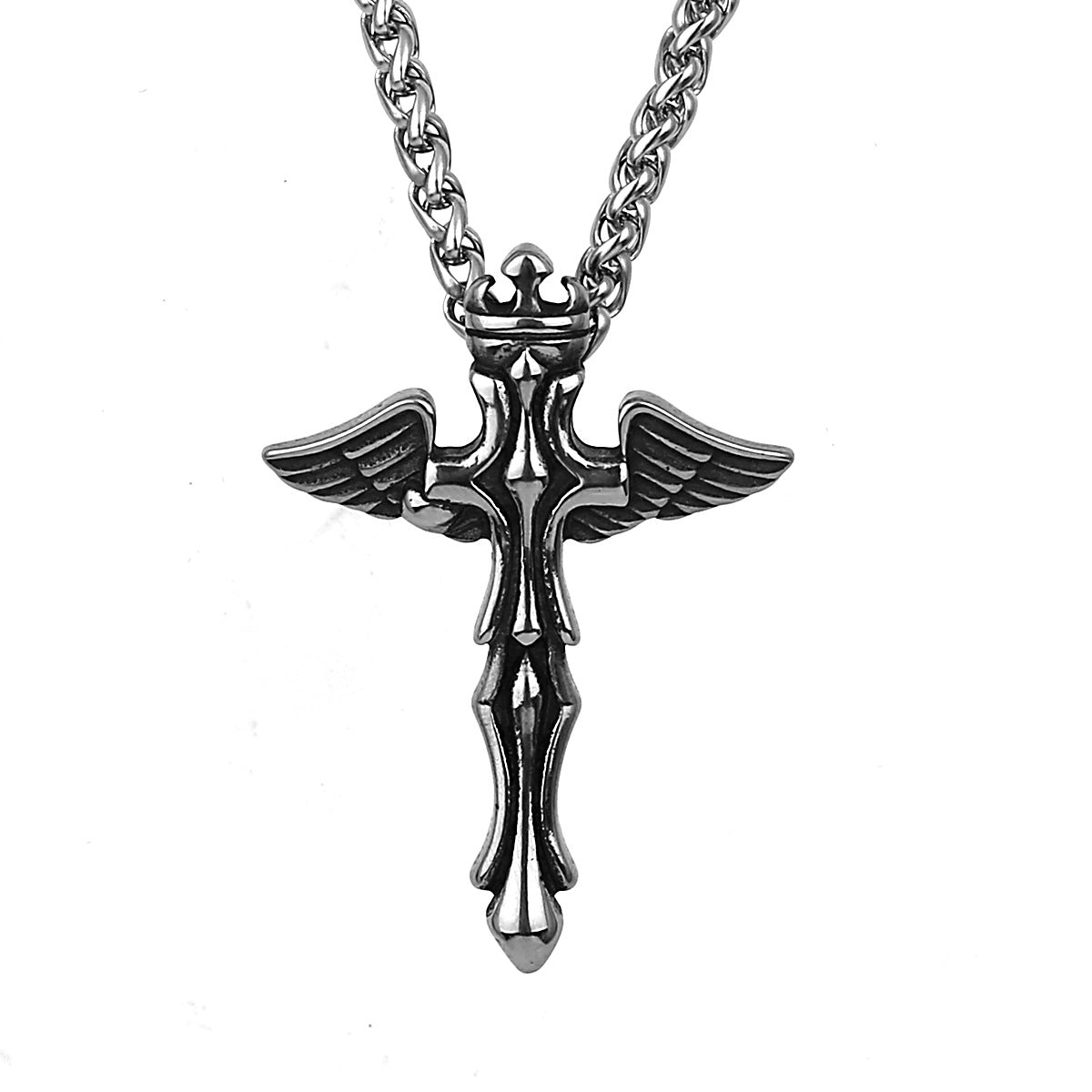 Goth Angel Wings Cross Necklace