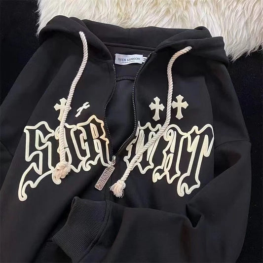 Vintage Goth Embroidery Hoodie