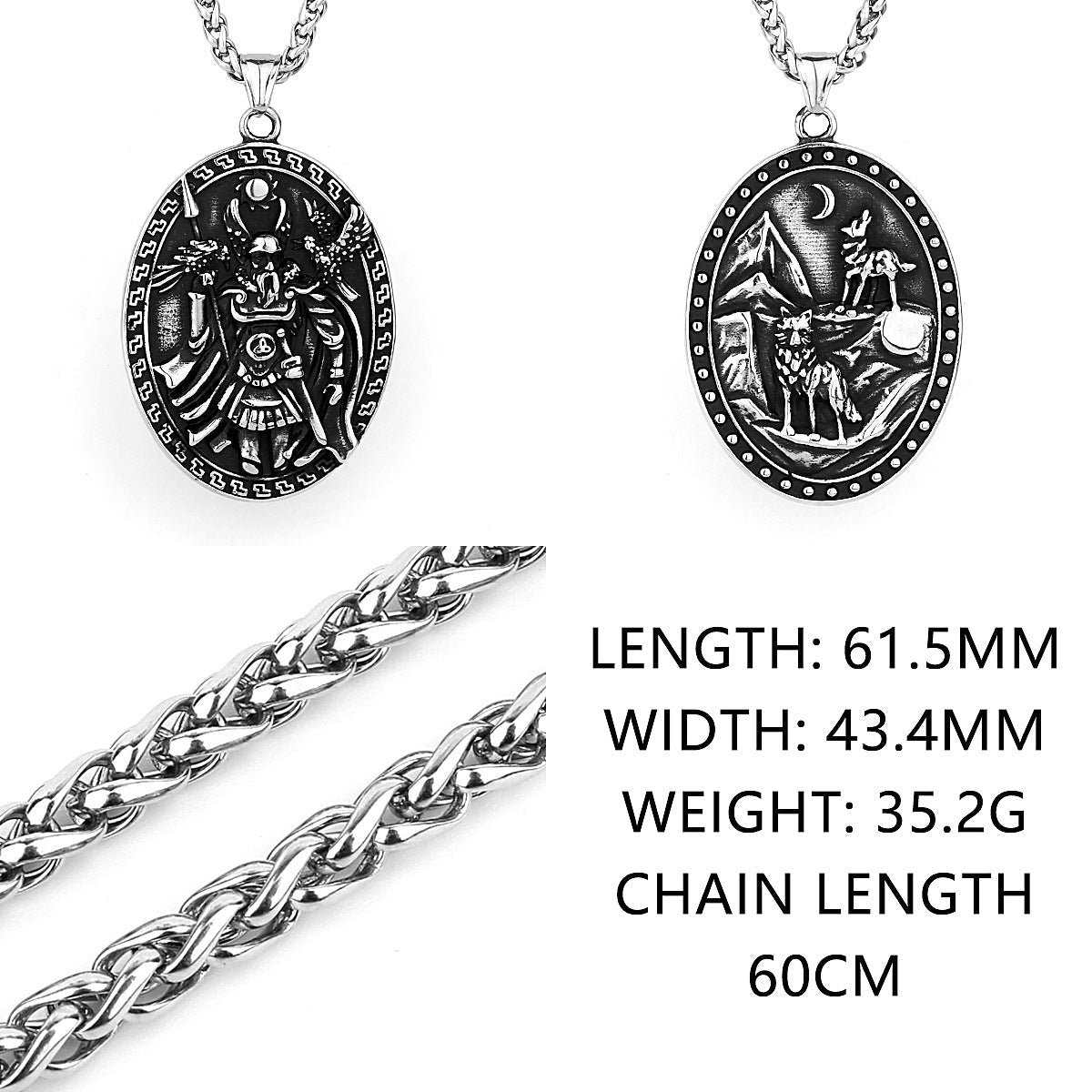 Goth Odin Viking Wolf Necklace