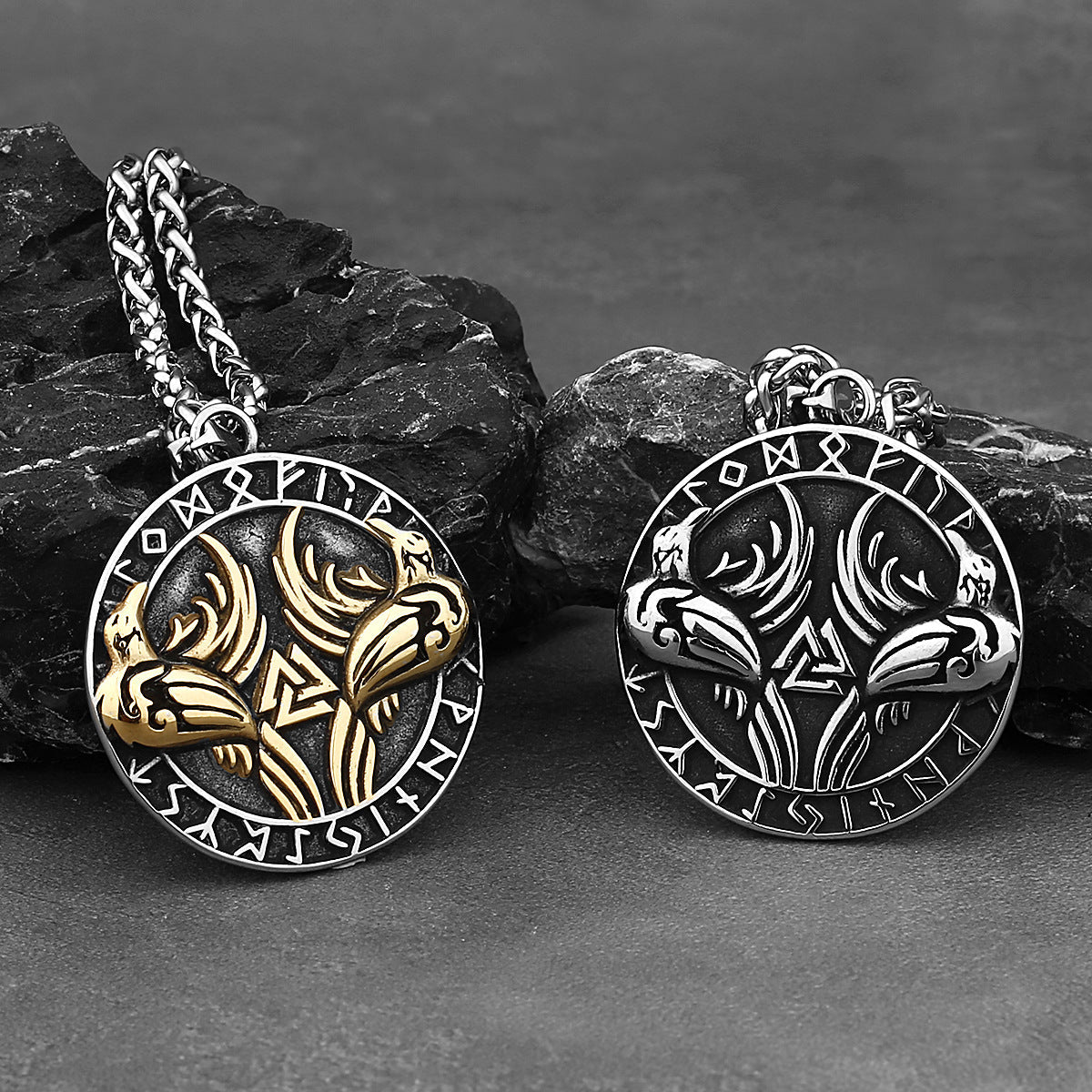 Goth Raven Rune Necklace