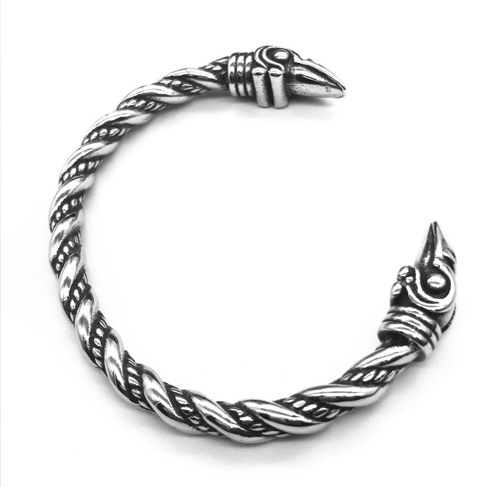 Goth Viking Raven Steel Braids Bracelet