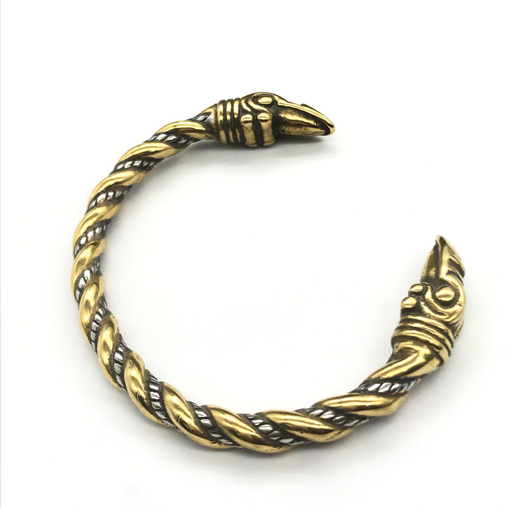 Goth Viking Raven Steel Braids Bracelet