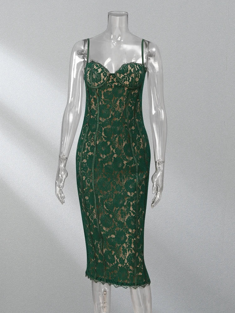 Club Evening Party Vestidos Backless Wrap Hip Lace Dress