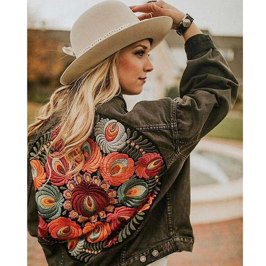 Floral Embroidered Denim Jacket