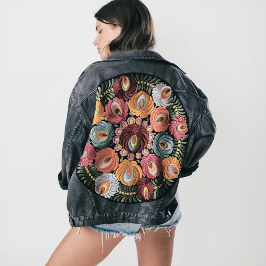 Floral Embroidered Denim Jacket