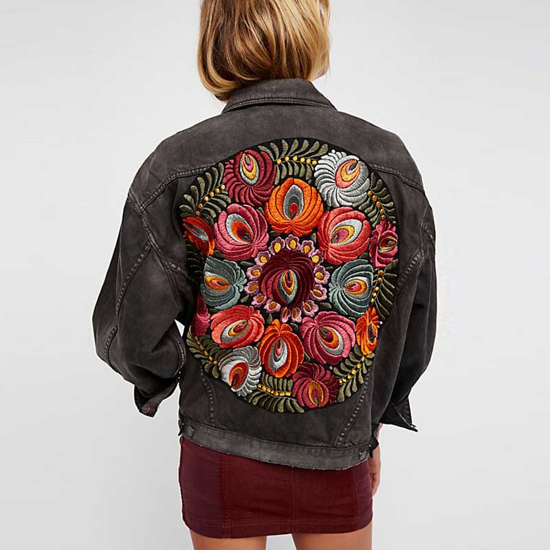 Floral Embroidered Denim Jacket
