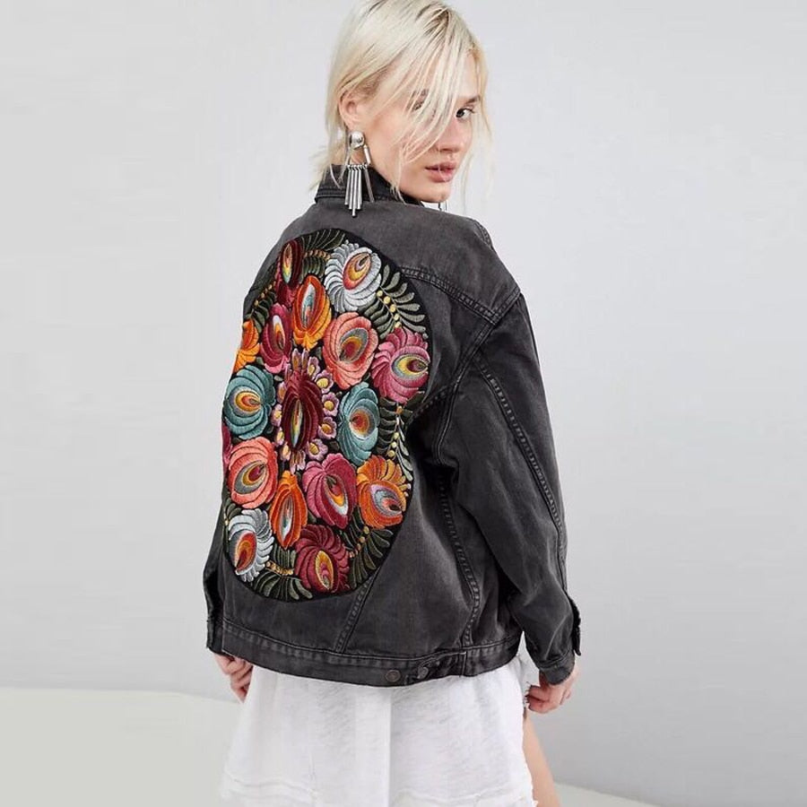 Floral Embroidered Denim Jacket
