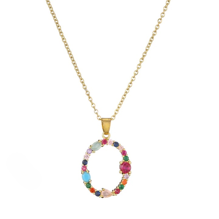 Colorful Crystal Letter Pendant Necklaces