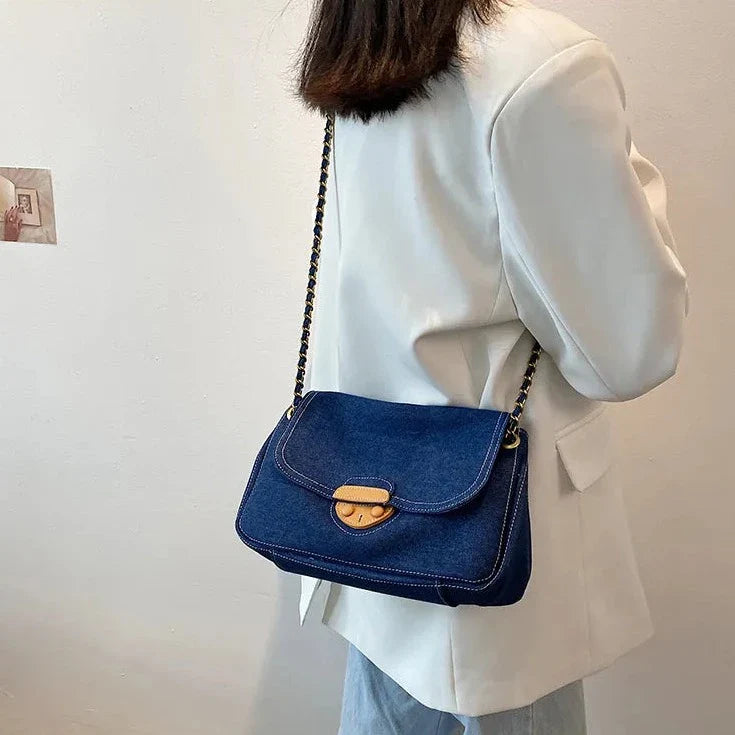 Lana Vintage Blue Denim Flap Bags