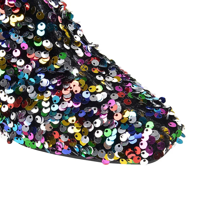 Liosa Colorful Sequin Ankle Boots