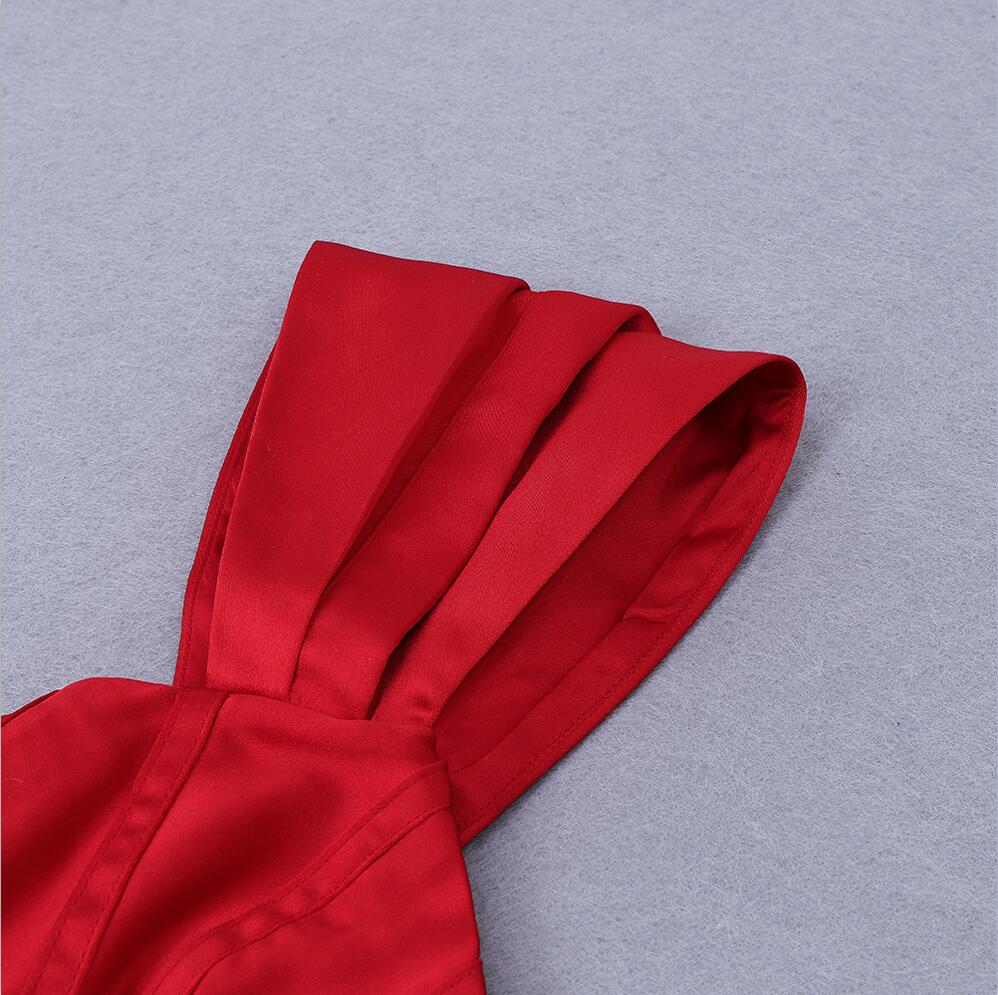 Runway Fashion Off-Shoulder Split Red Corset Dress