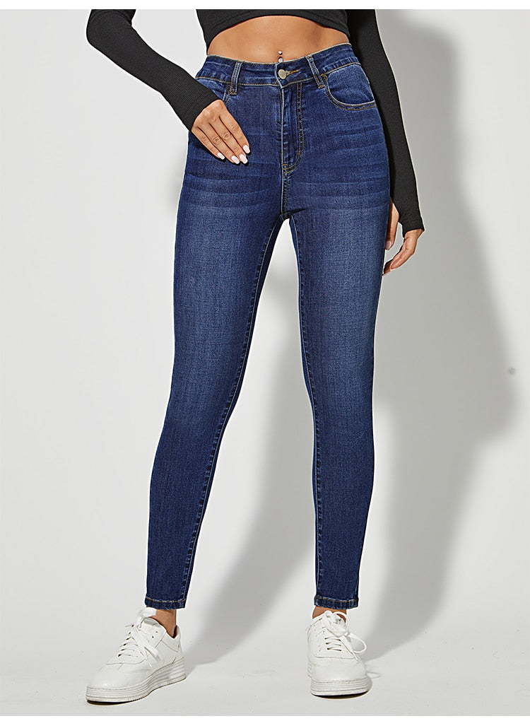 Classic Skinny Jeans High Waist Stretch Jean Fashion Wash Denim Leggings Slim Elastic Pencil Pant
