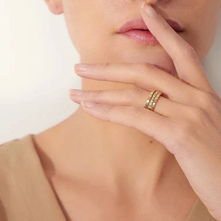 Cubic Zirconia Wave Cut Triple Band Ring