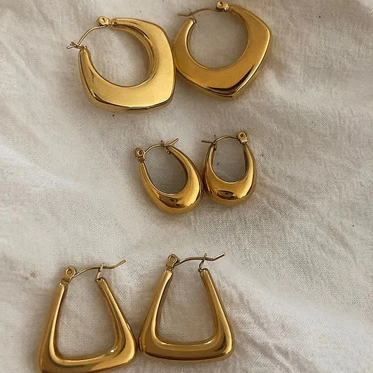18K Gold Plated Geometric Hoop Earrings