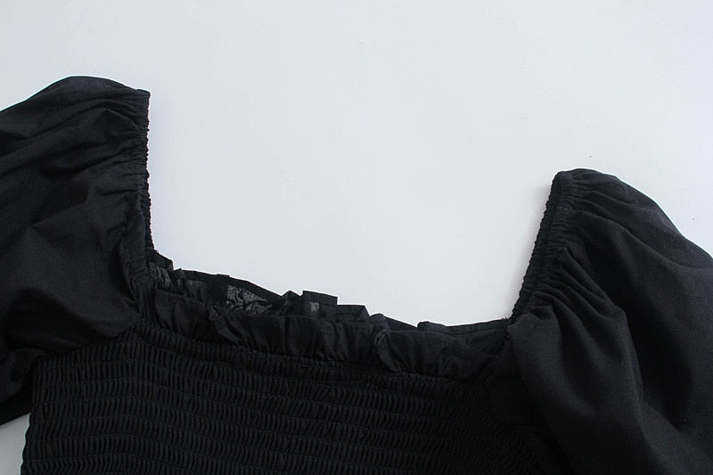 Summer Dresses For  Square Neck Smocked Short Puff Sleeve Vacation Beach Style