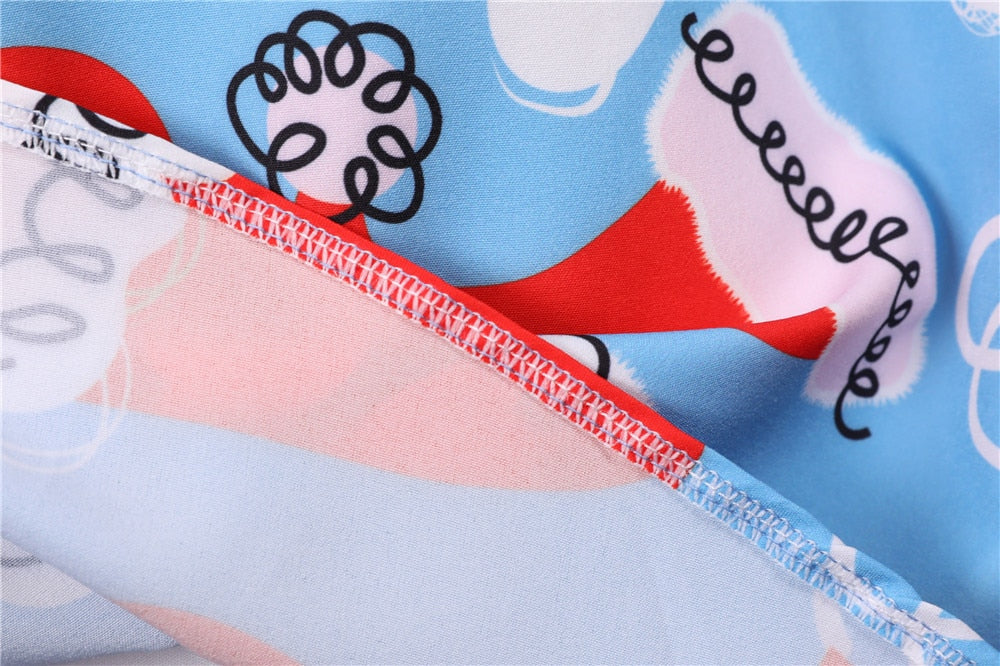 Snowflake Printed Red V-Neck Wrap High Waist Vintage Robe Christmas Dress