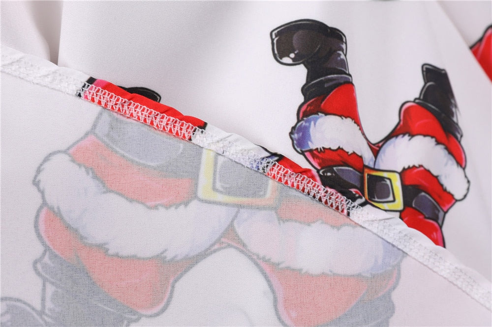 Snowflake Printed Red V-Neck Wrap High Waist Vintage Robe Christmas Dress