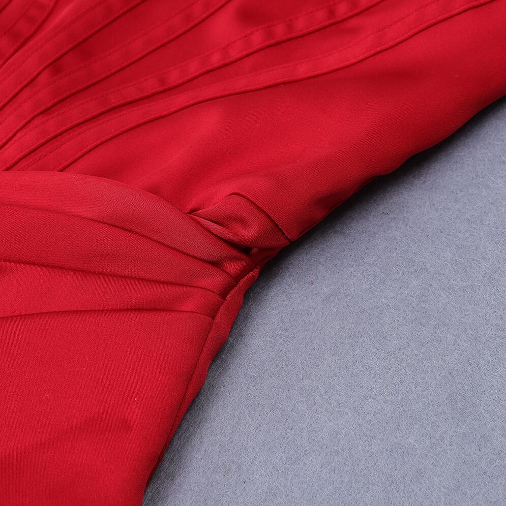 Runway Fashion Off-Shoulder Split Red Corset Dress