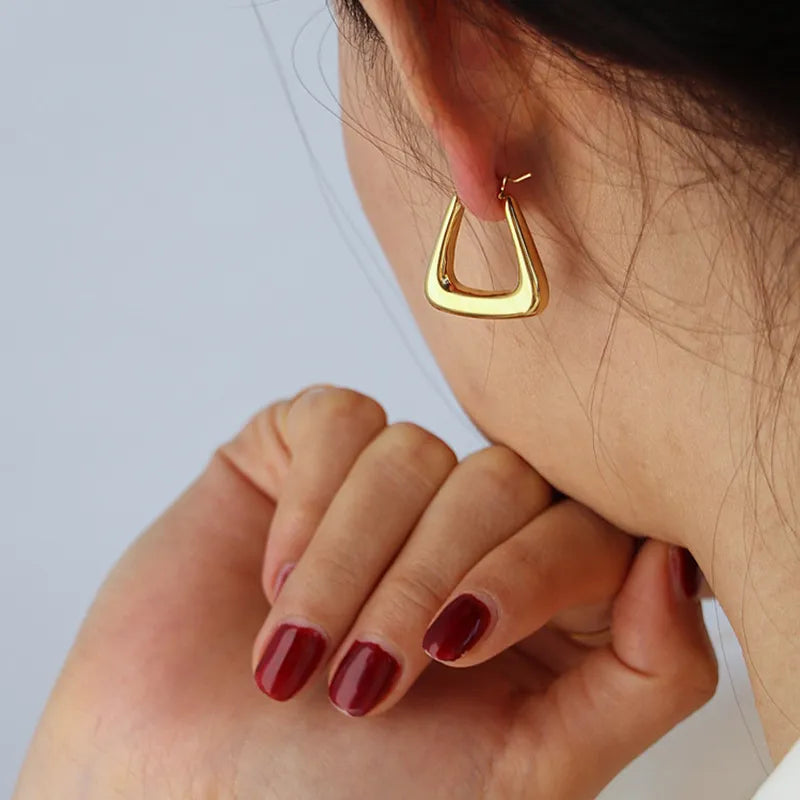 18K Gold Plated Geometric Hoop Earrings