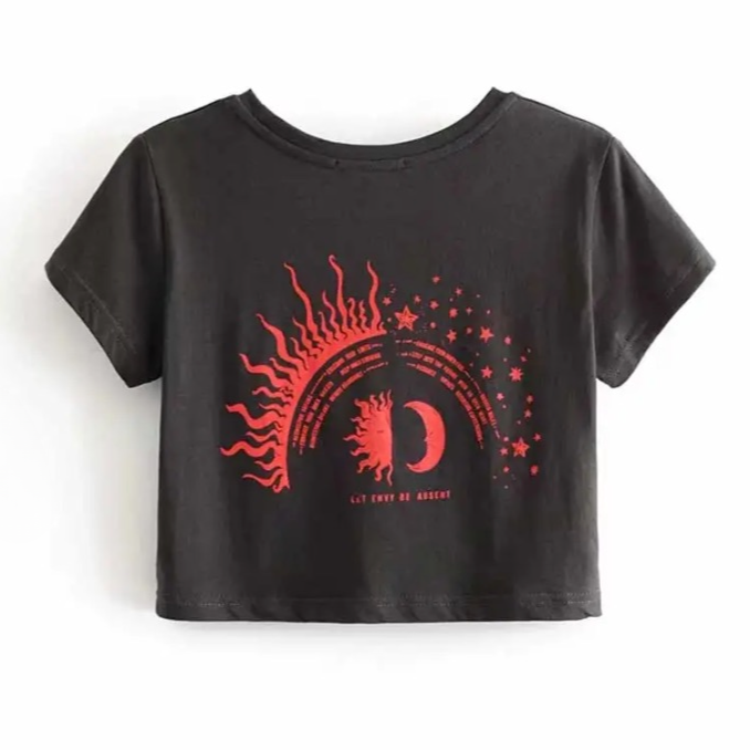 Soleil Luna Graphic Print Cropped T-Shirt