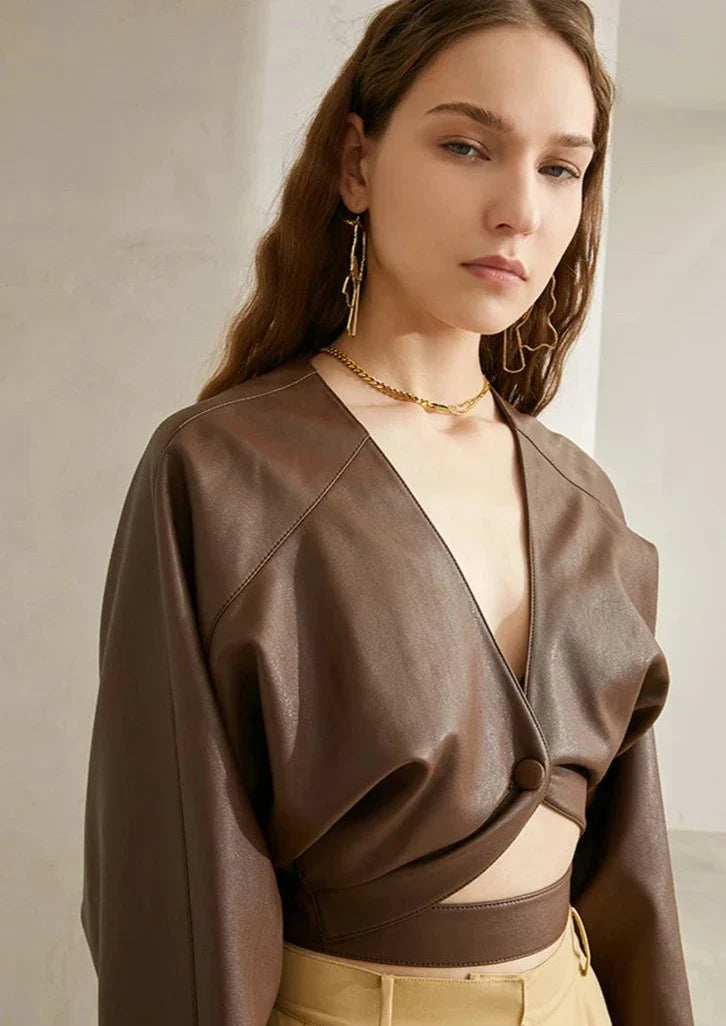 Cambri Faux Leather Ballerina Bolero Top