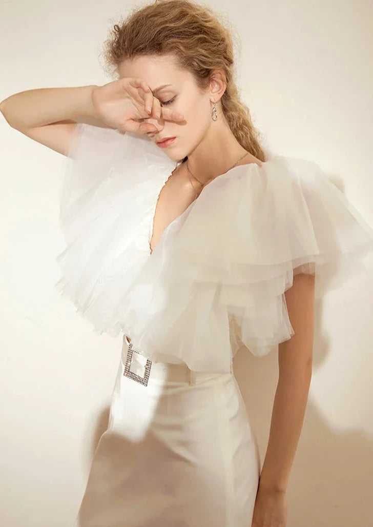 Catriona Ruffle Organza Crop Top