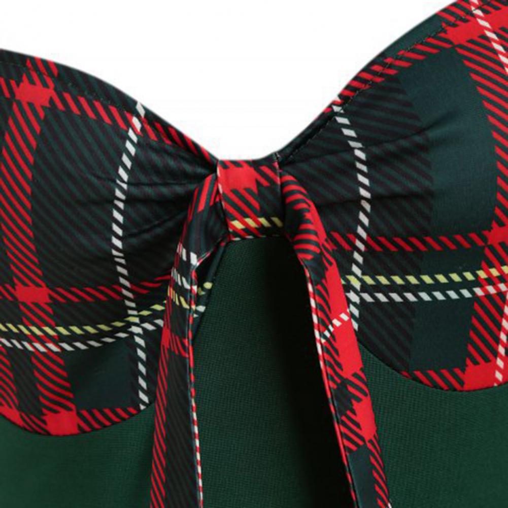 Elegant Vintage Long Sleeve Slim Dress V-Neck Lace-up Neckline Fashion Christmas Party