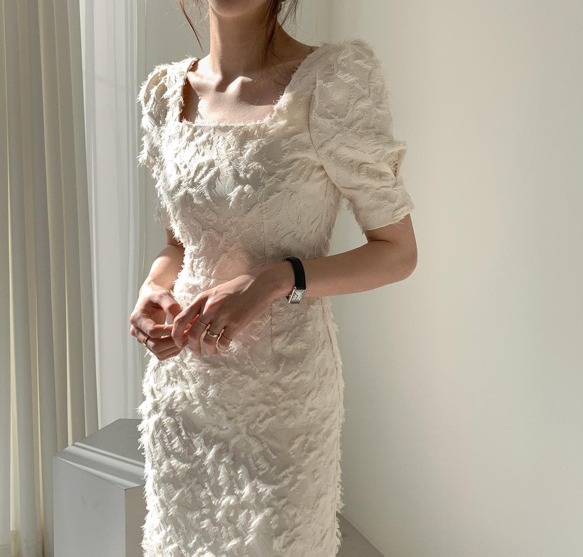 Vintage Square Collar Tassel Summer Dress