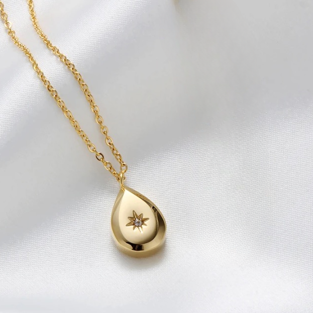 Cubic Zirconia Starburst Geometric Pendant Necklace