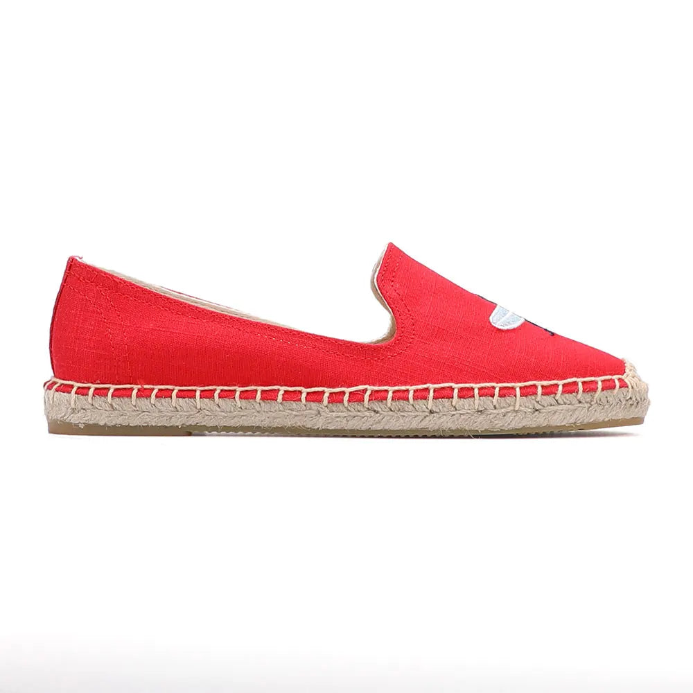 Surfer Embroidery Espadrille Slip-on Flat