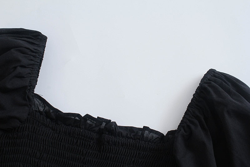 Summer Dresses For  Square Neck Smocked Short Puff Sleeve Vacation Beach Style